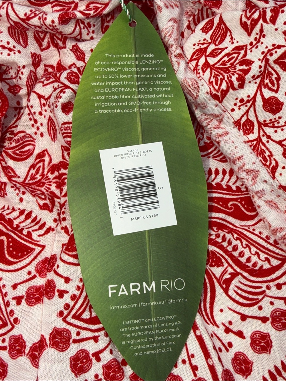 NWT Farm Rio River Ride Red Tie-Waist Linen Blend Shorts Beaded Fringe Size S - Picture 11 of 16